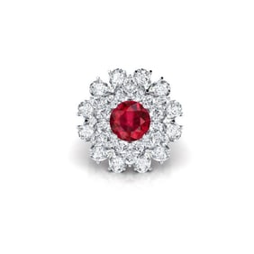 18kt White Gold 4.33ct. Assorted cut Diamond & 2.57ct Ruby Ring