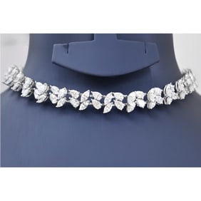 18kt White Gold 20.40ct. Pear cut Diamond Necklace