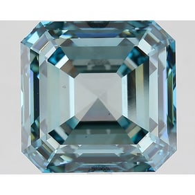 13.72 ct, Fancy Intense Greenish Blue/VS1, Square Emerald cut IGI Graded Diamond