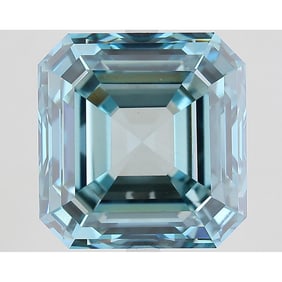 14.76 ct, Fancy Vivid Greenish Blue/VVS2, Square Emerald cut IGI Graded Diamond