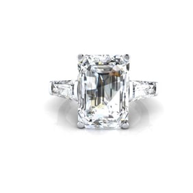 18kt White Gold 6.06ct. Emerald, Baguette cut Diamond Ring