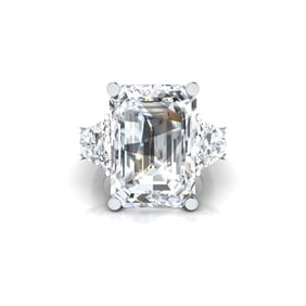 18kt White Gold 12.10ct. Emerald, Trapezoid cut Diamond Ring