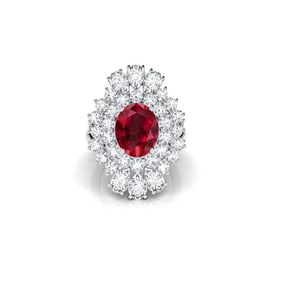 18kt White Gold 3.90ct. Assorted cut Diamond & 3.25ct Ruby Ring