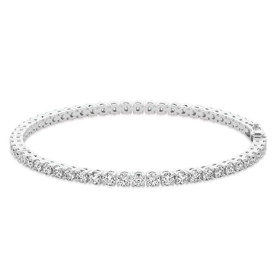 14Kt White Gold 5 ct. Diamond Round Tennis Bracelet: Click here to view HD 360 Spinning Image Gold Content: 14Kt White Gold Size: 7 Main Gemstone: Lab Grown Diamond