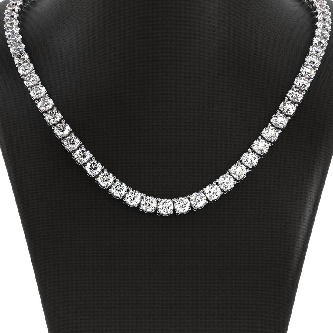 Platinum 5 ct. Diamond Round Tennis Necklace: Click here to view HD 360 Spinning Image Content: Platinum Size: 18 inches Main Gemstone: Lab Grown Diamond