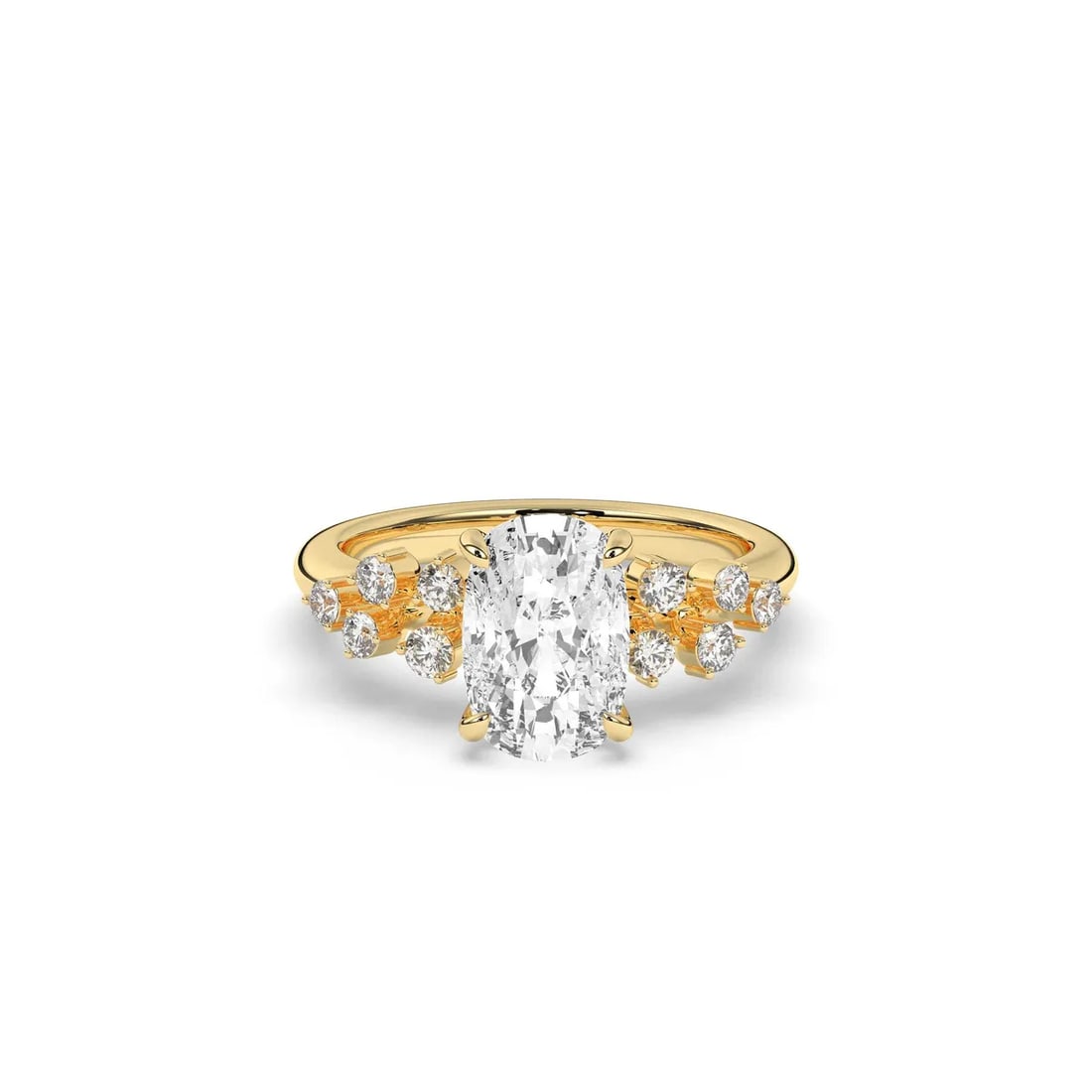 18kt Yellow Gold 3.4tcw Oval cut Diamond with Cluster Accented Ring (1 of 3)