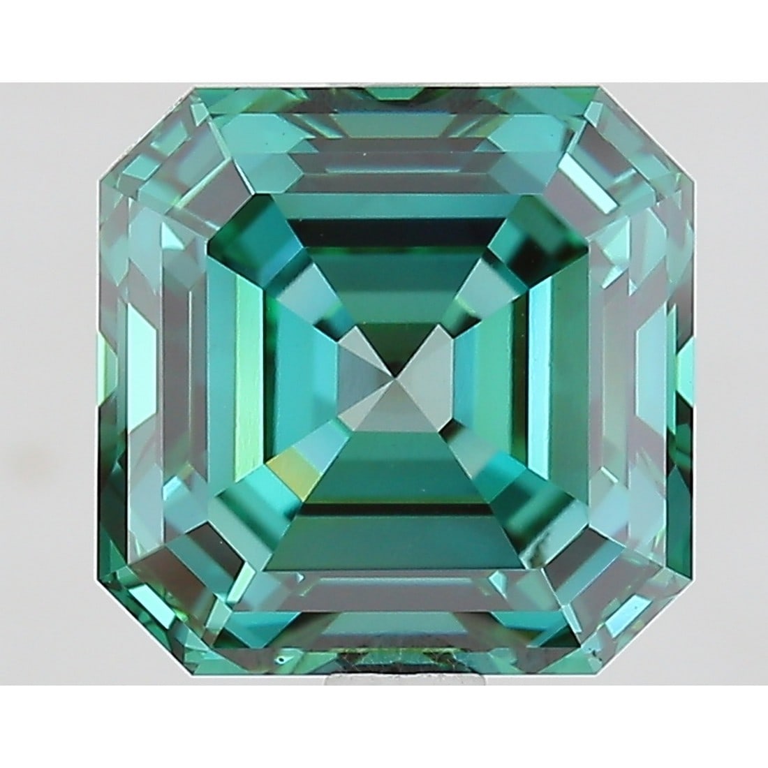 3.00 ct, Fancy Vivid Bluish Green/VVS2, Square Emerald cut IGI Graded Diamond (1 of 3)
