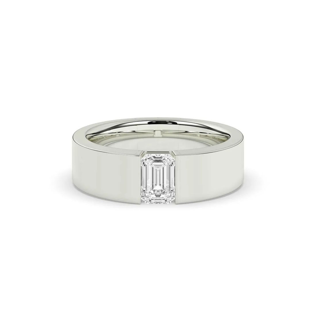 Platinum 0.75tcw Men's Wedding Band: Gold Type: Platinum Gold weight (gram): 15 Total Carat Weight of Lab Grown Diamonds (Approximate): 0.75 Total # of Lab Grown Diamonds: 1 Shape of Lab Grown Diamonds: Emerald Lab Grown Diamon