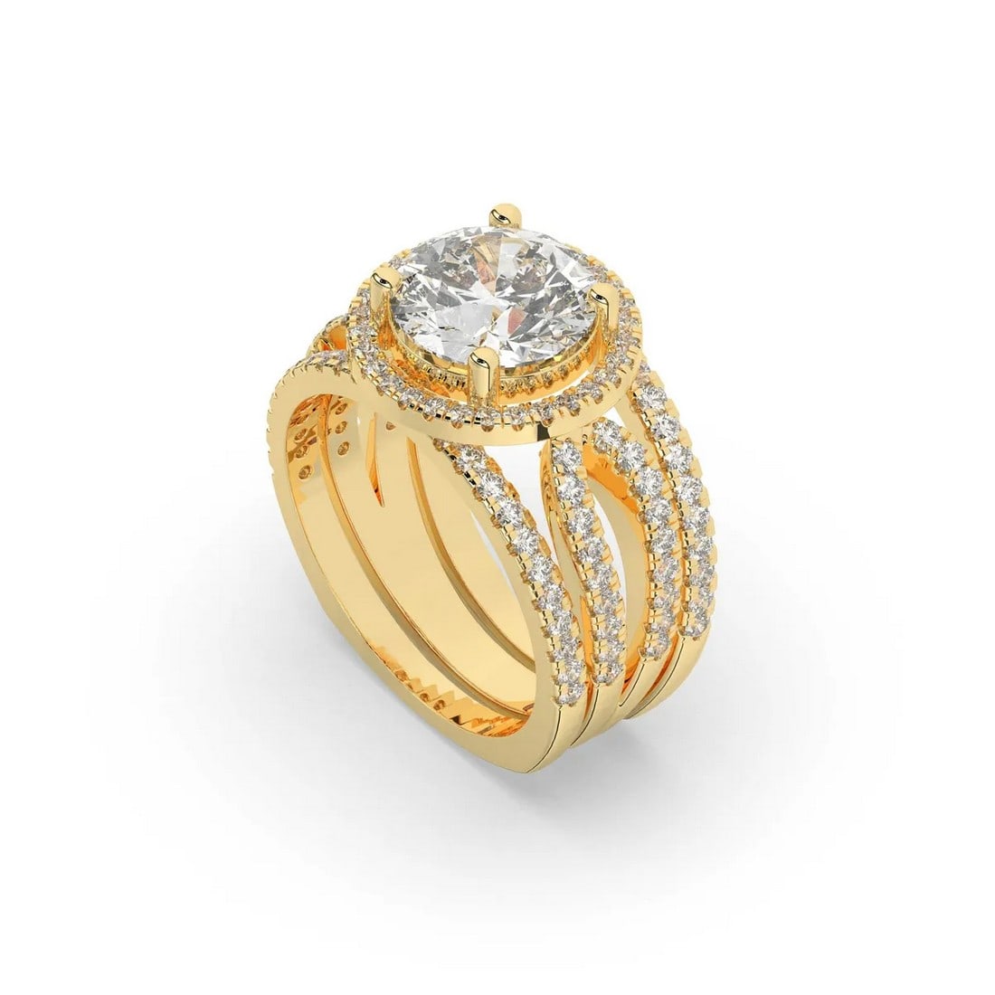 14kt White Gold 3.5tcw Engagement Ring with Accented Matching Band Set (1 of 4)