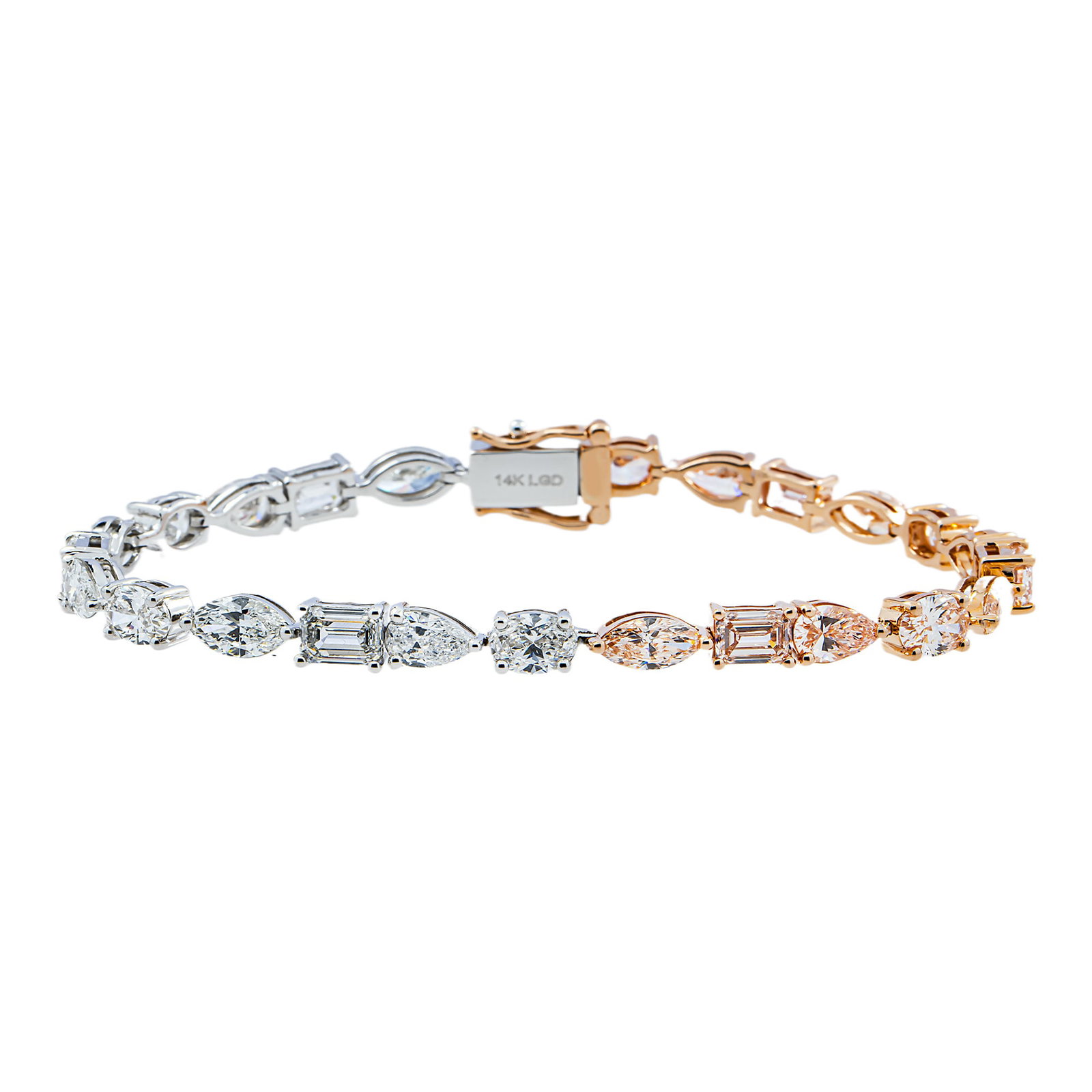 14kt 2-Tone Gold 11.8tcw Two Tone Mix Cut Diamond Bracelet (1 of 5)