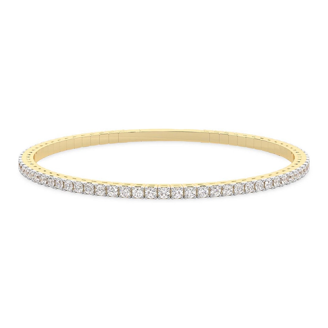 14Kt Yellow Gold 5 ct. Diamond Round Flexi Tennis Bangle (1 of 5)
