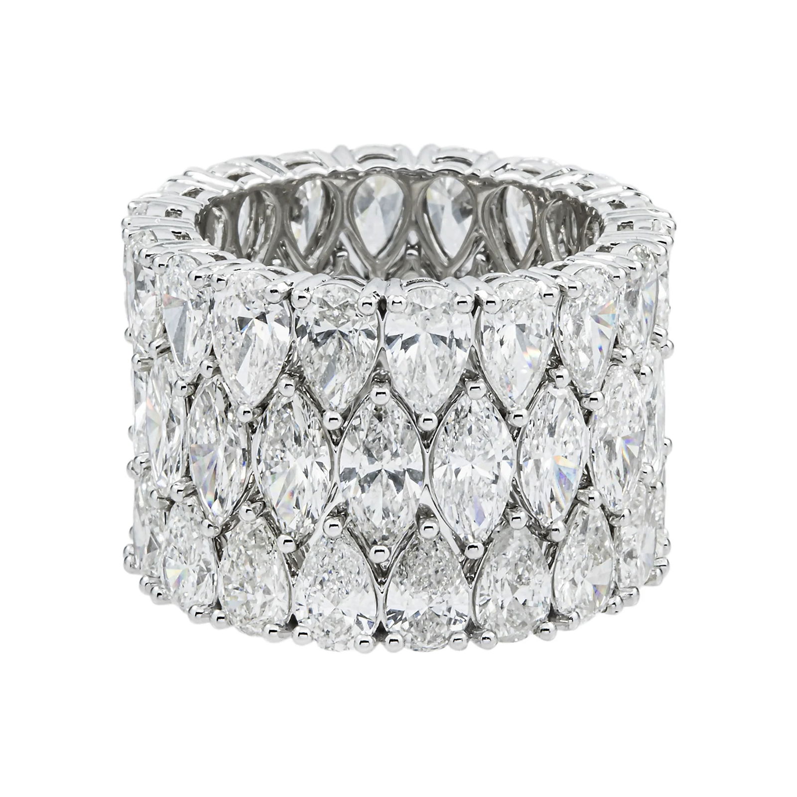 14kt White Gold 22.7tcw Marquise and Pear cut Diamonds Stackable Eternity Band Set (1 of 5)