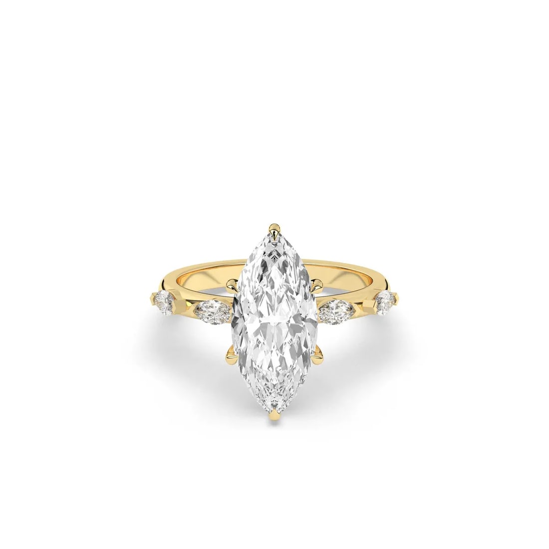 18kt Yellow Gold 3.85tcw Marquise cut Diamond with Accented Marquise cut Diamonds Ring (1 of 4)