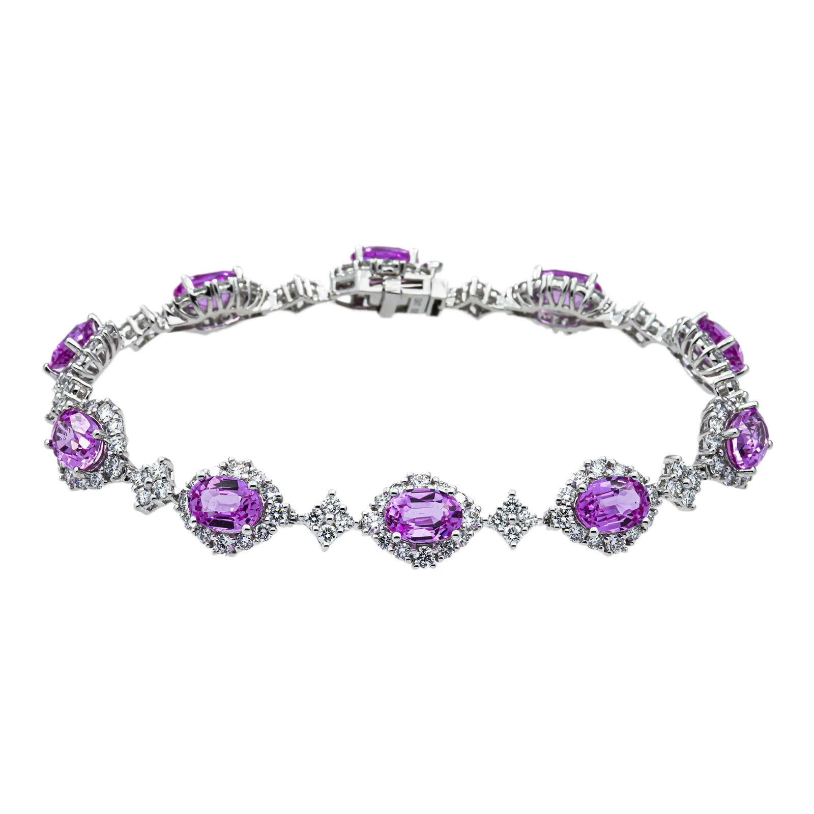 14kt White Gold 14.61tcw Amethyst And Diamond Fancy Bracelet (1 of 4)