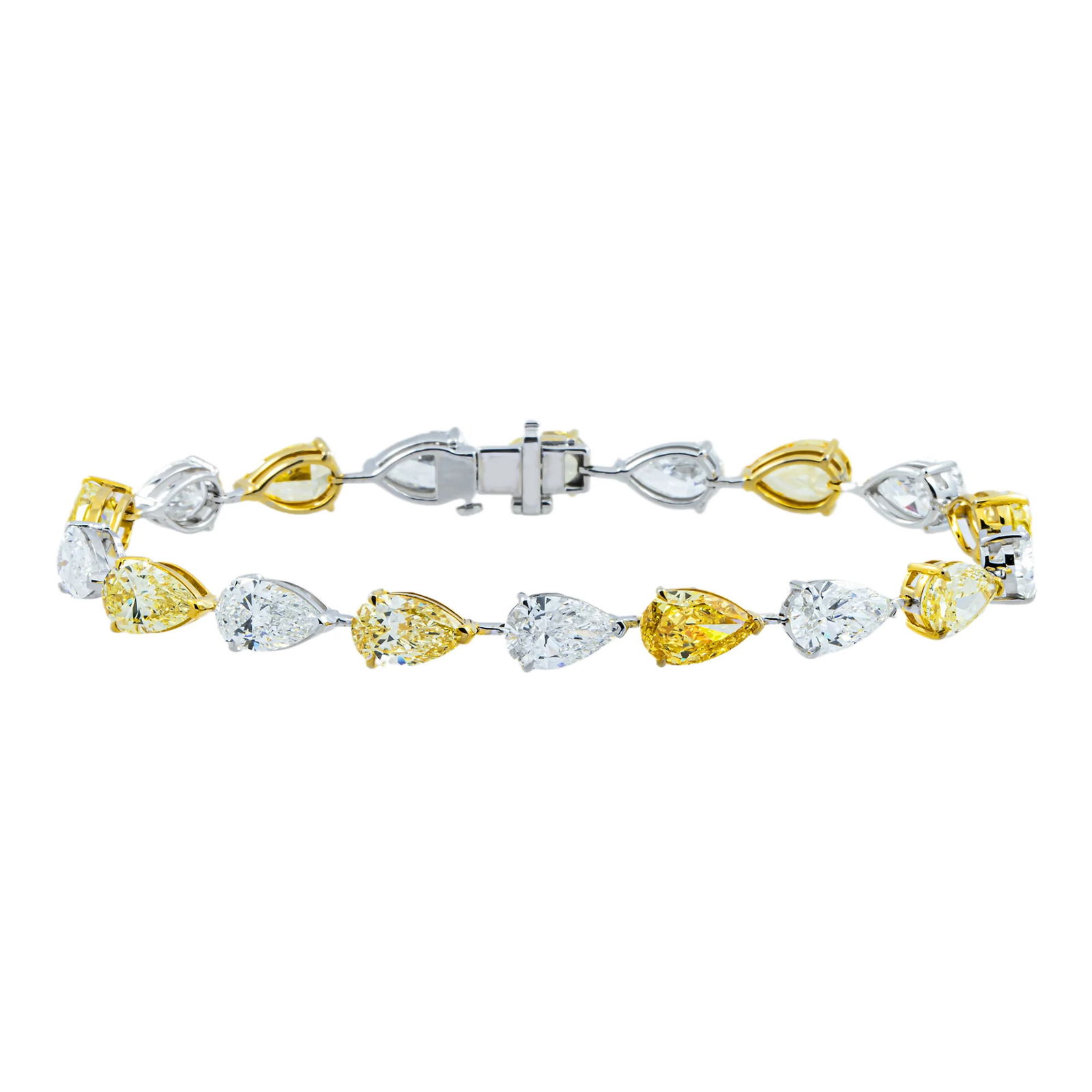 14kt 2-Tone Gold 20.21tcw Fancy Yellow And White Diamond Tennis Bracelet (1 of 5)