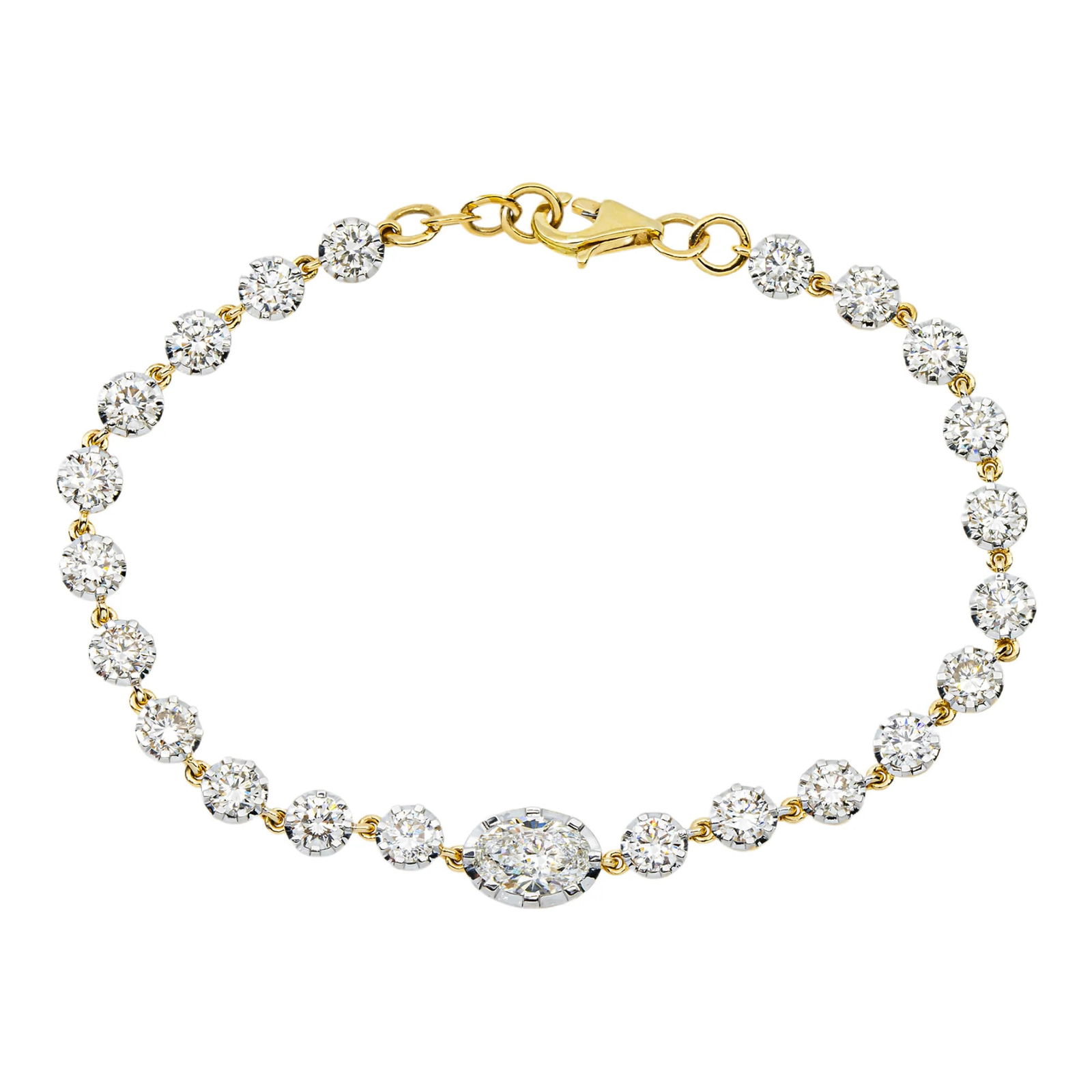 14kt Yellow Gold 5.52tcw Oval And Round Diamond Fancy Bracelet (1 of 4)