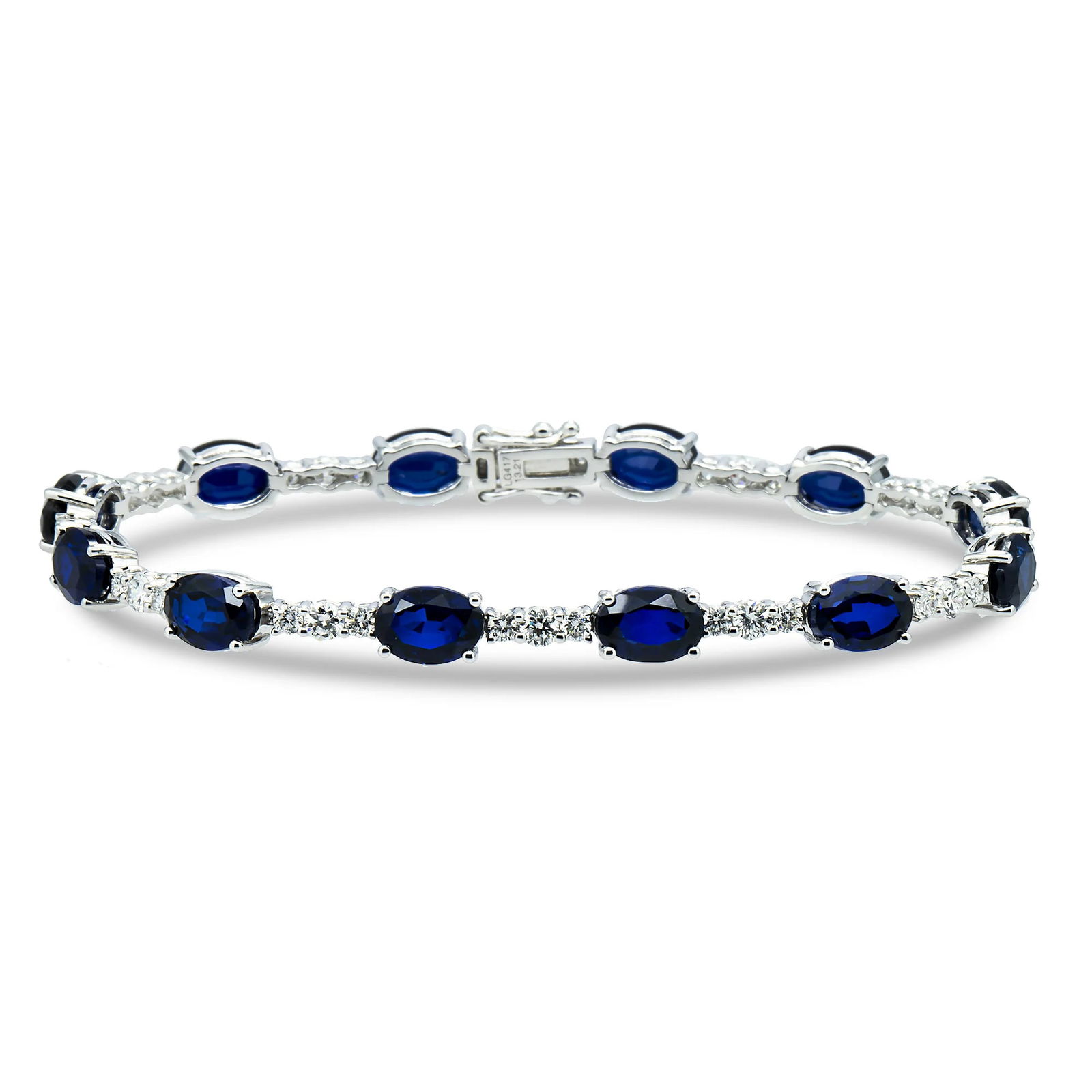 14kt White Gold 14.75tcw Blue Sapphire And Diamond Fancy Bracelet (1 of 5)