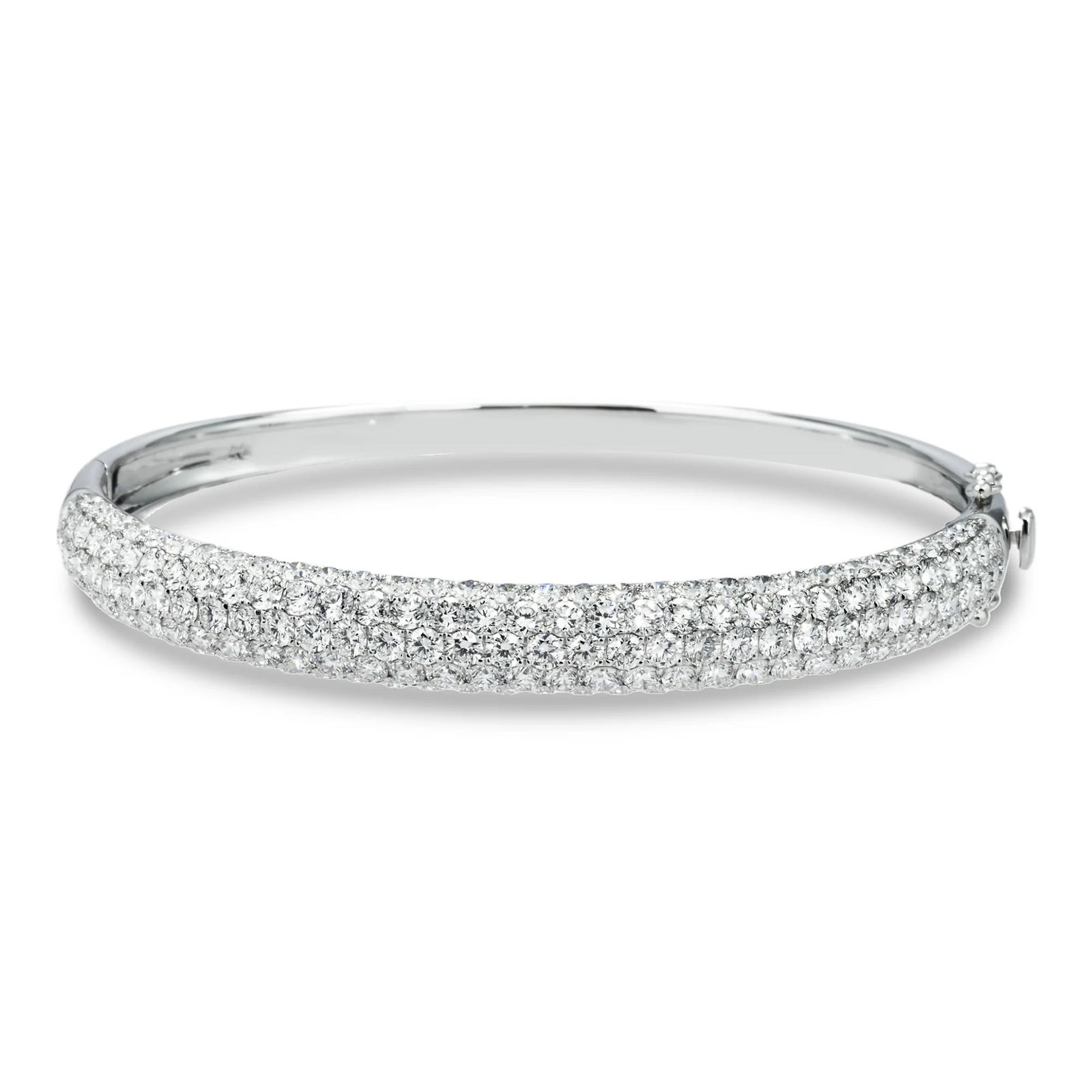 14kt White Gold 6.6tcw Four Row Pave Diamond Bangle (1 of 5)