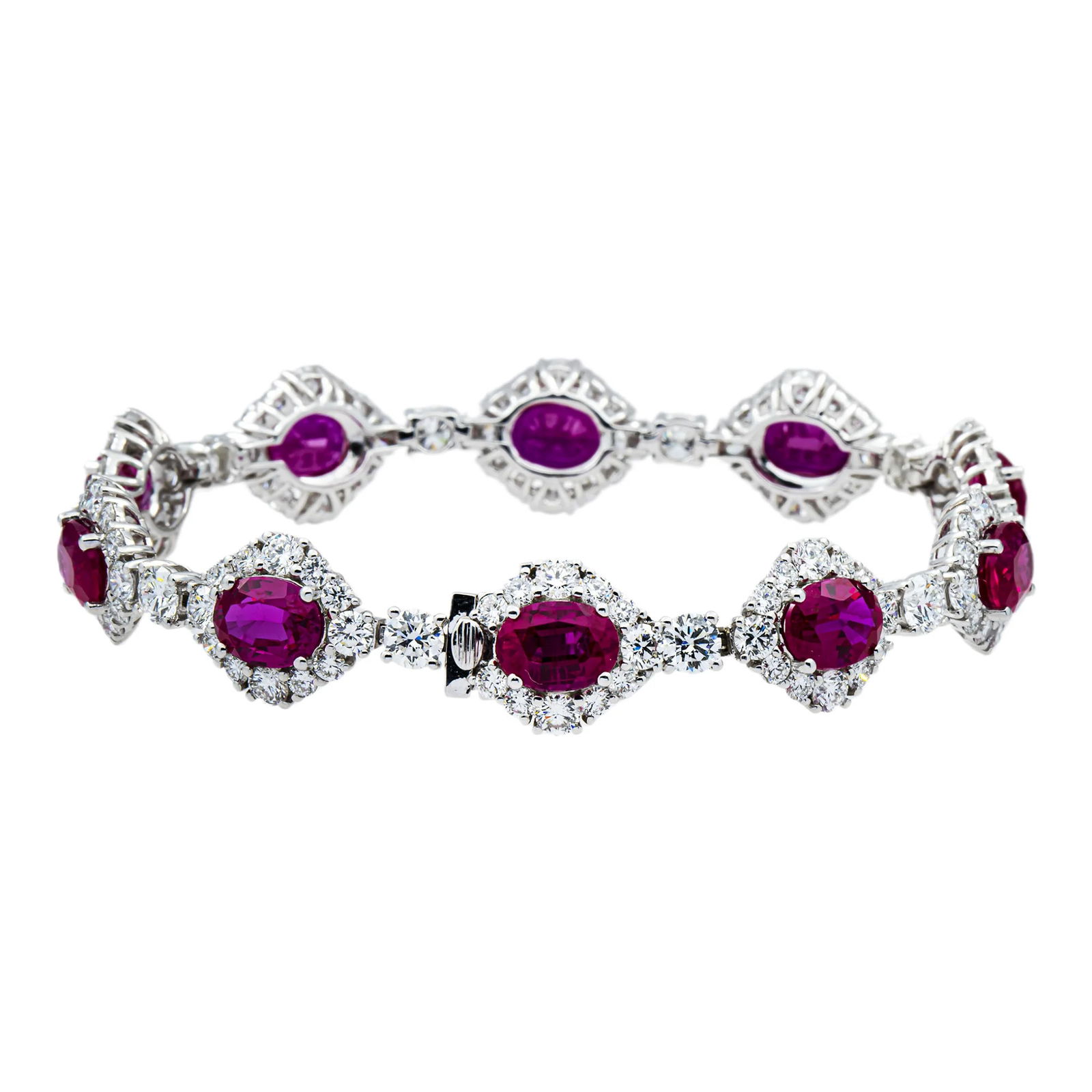 14kt White Gold 26.43tcw Ruby And Round Diamond Fancy Bracelet (1 of 4)