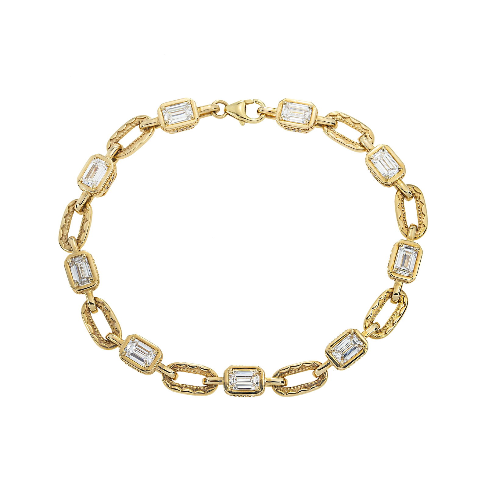 14kt Yellow Gold 4.06tcw Art Deco Inspired Paperclip Style Diamond Bracelet (1 of 4)