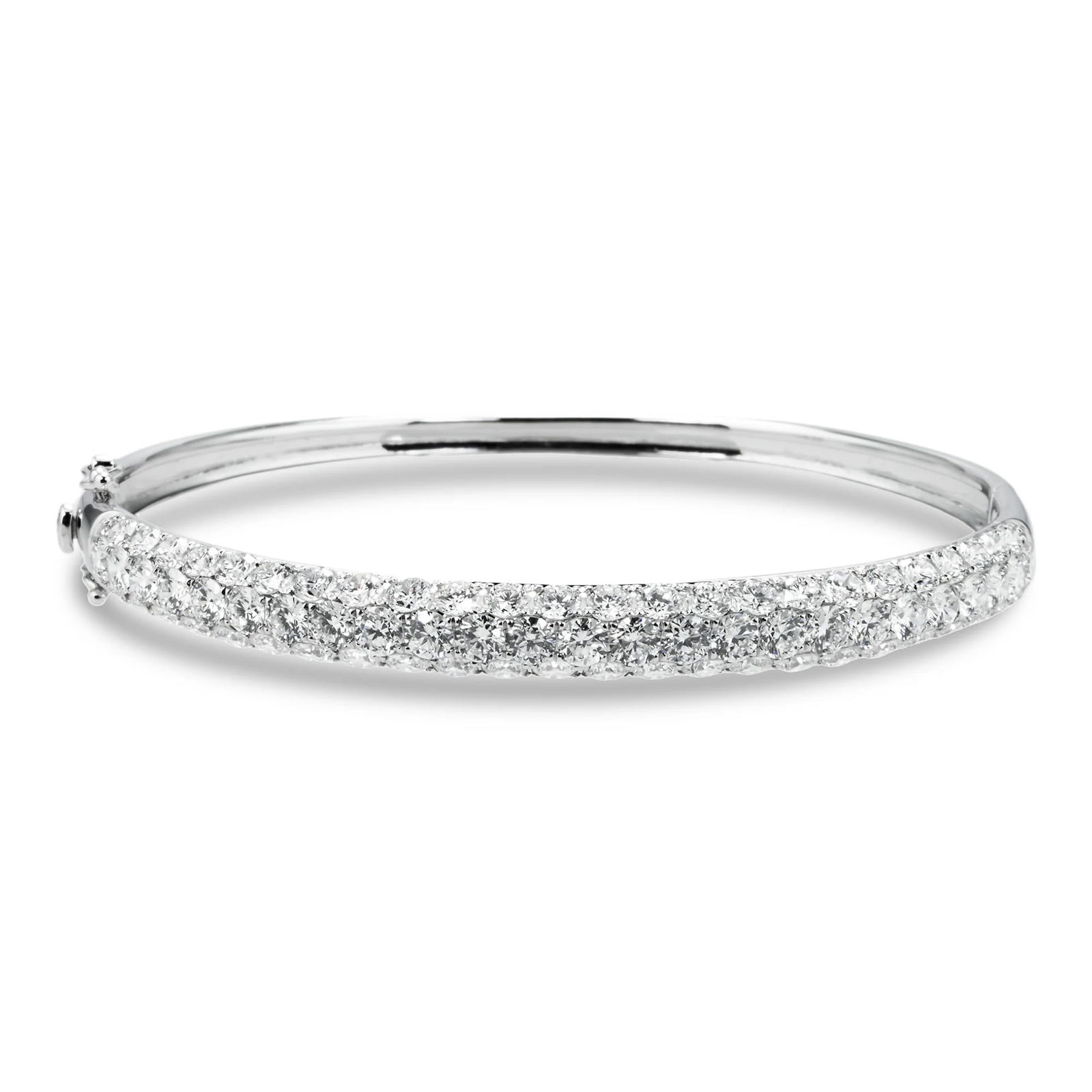 14kt White Gold 6.03tcw Triple Row Pave Diamond Bangle (1 of 5)