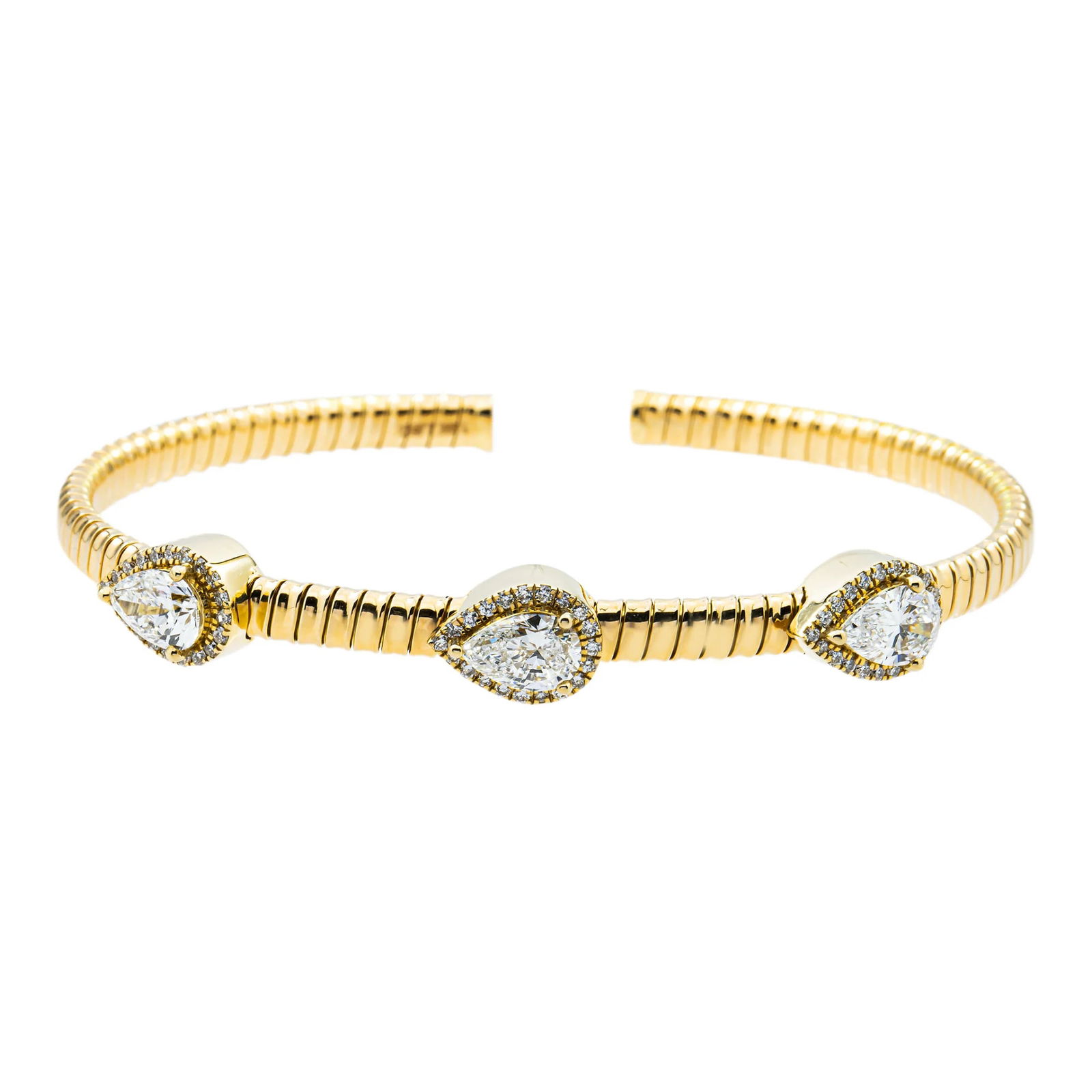 14kt Yellow Gold 1.95tcw Pear Diamond Satellite Bangle (1 of 4)