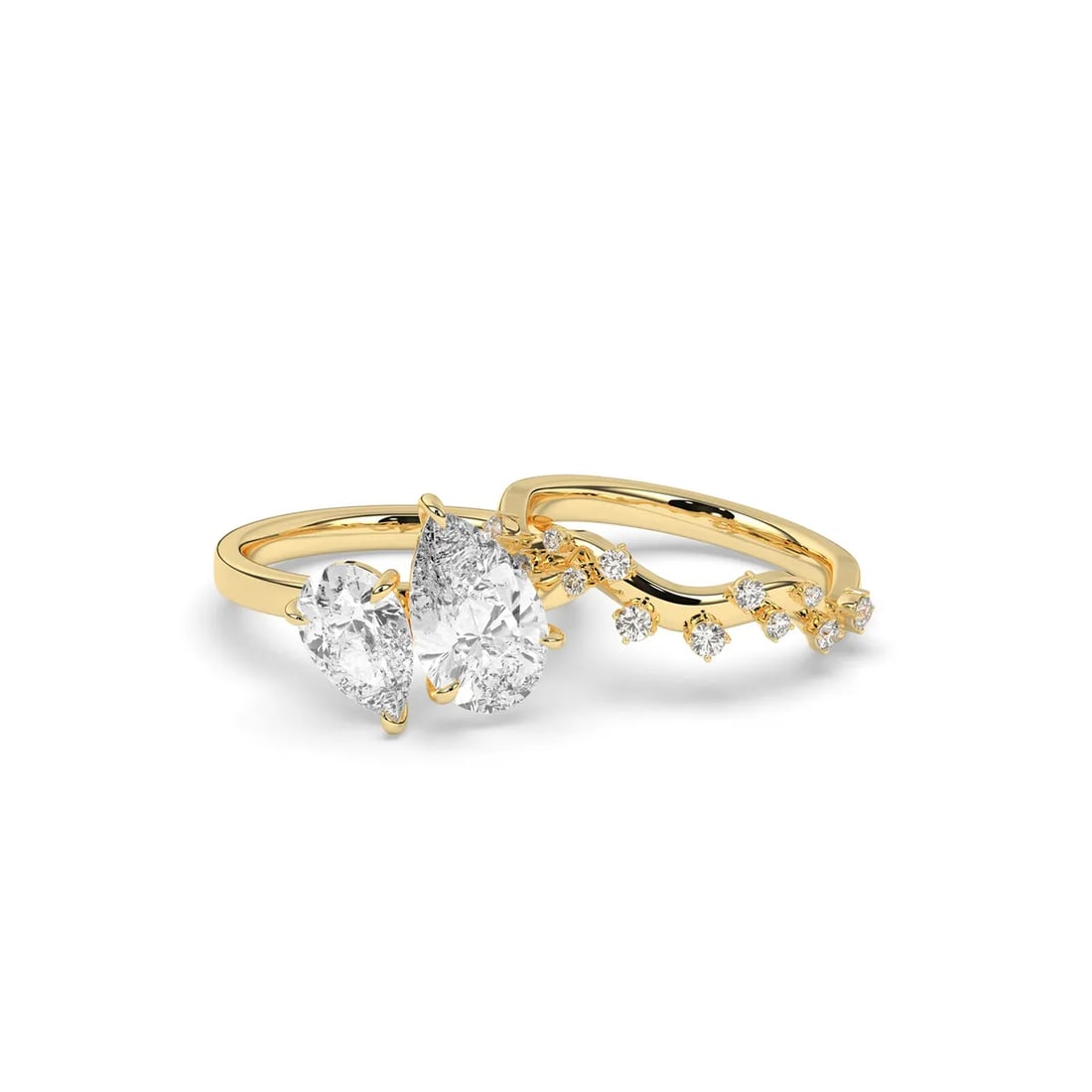 18kt Yellow Gold 3.3tcw Toi Et Moi Ring with Starburst Band Set (1 of 4)
