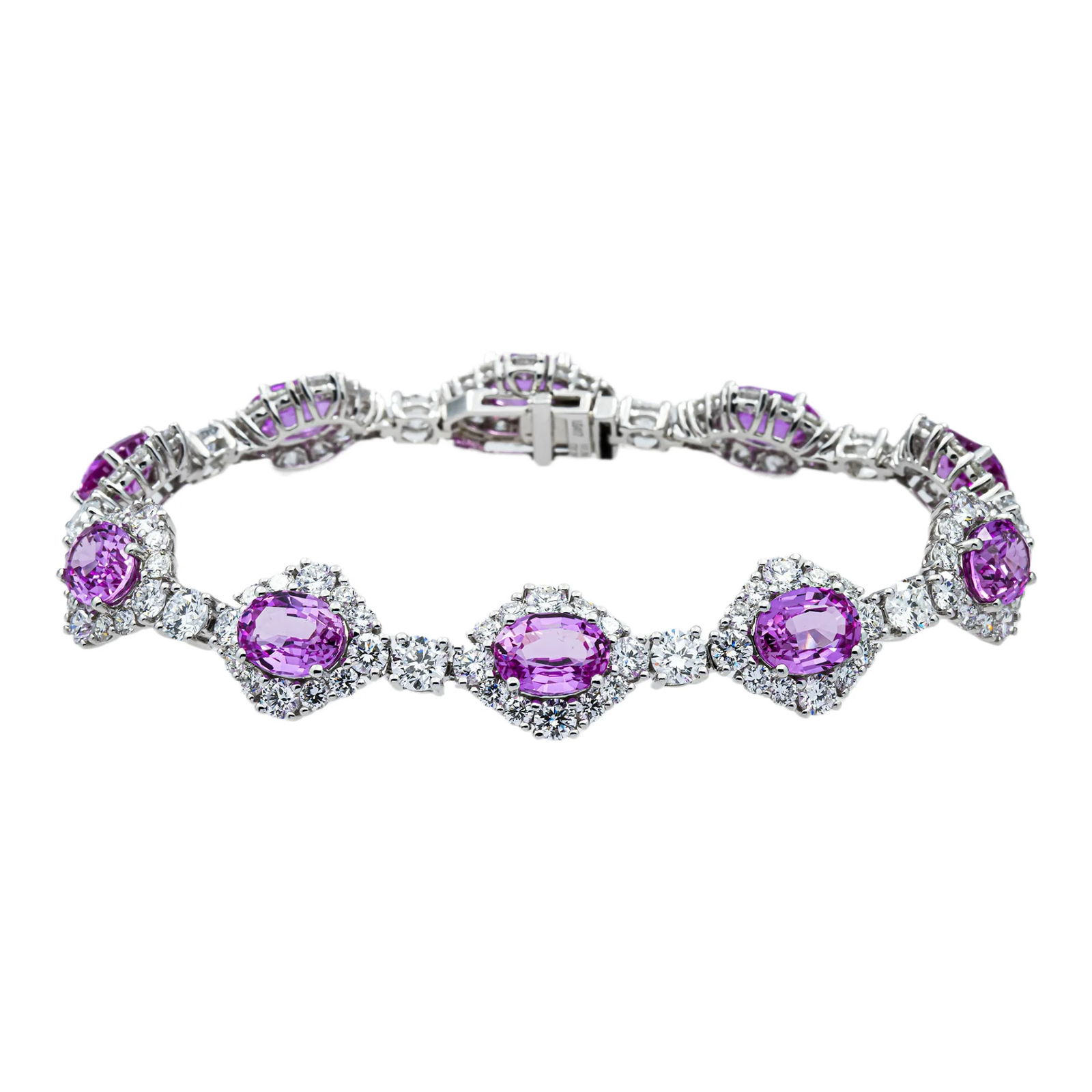 14kt White Gold 9.66tcw Amethyst And Diamond Tennis Bracelet (1 of 4)