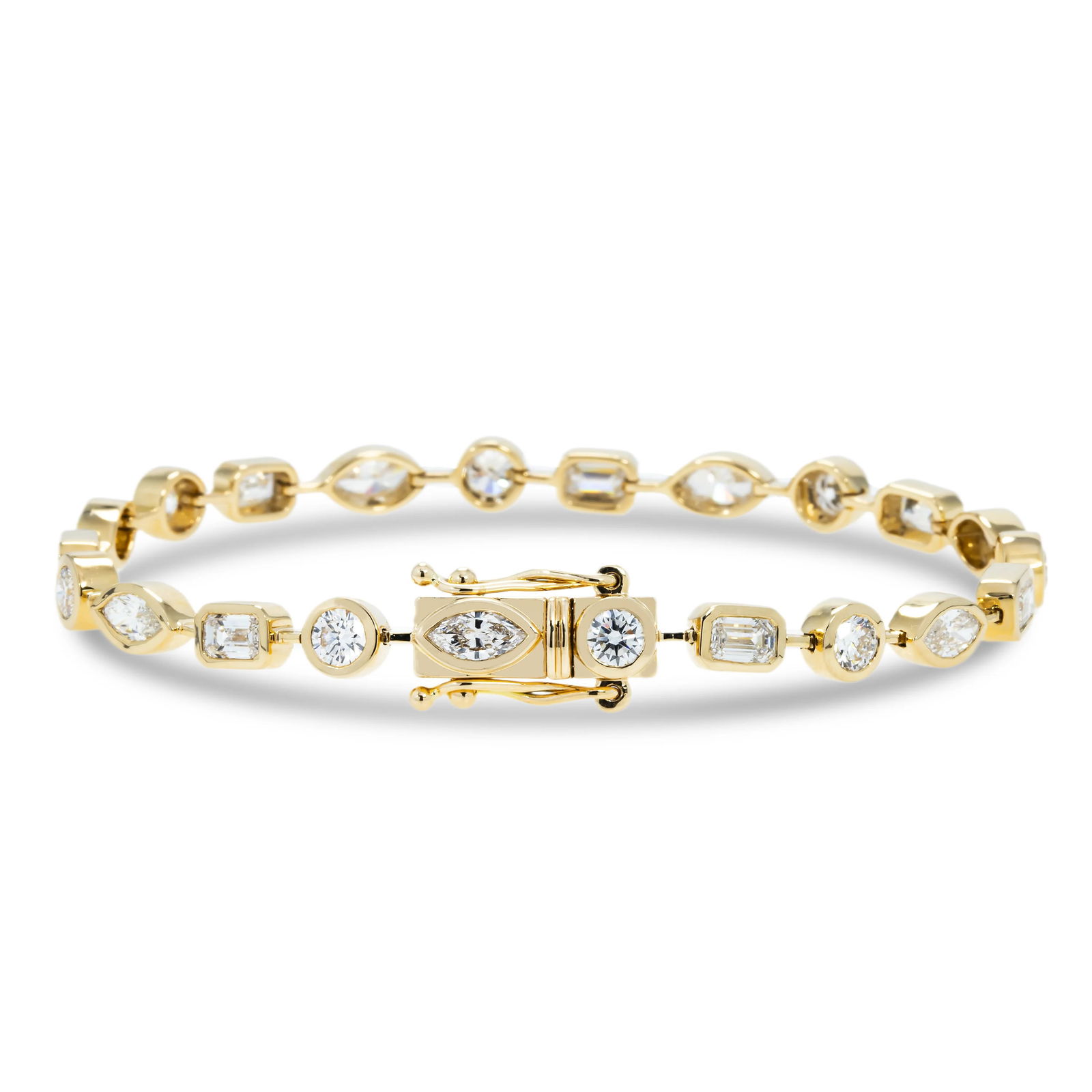 14kt Yellow Gold 4.8tcw Bezel Set Mix Cut Diamond Fancy Bracelet (1 of 4)