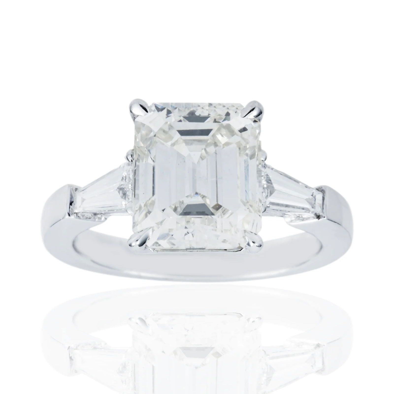 Platinum 4.5tcw Emerald Cut Diamond Accented Diamond Ring (1 of 4)