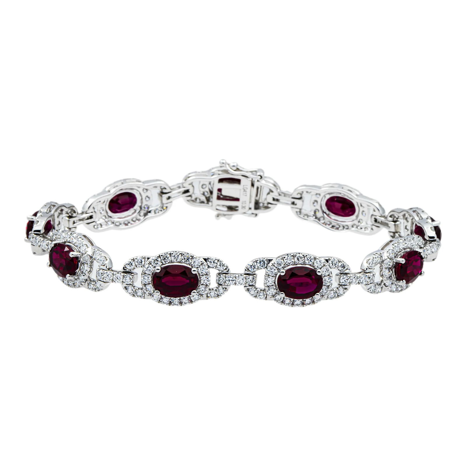 14kt White Gold 13.96tcw Ruby And Diamond Fancy Bracelet (1 of 4)