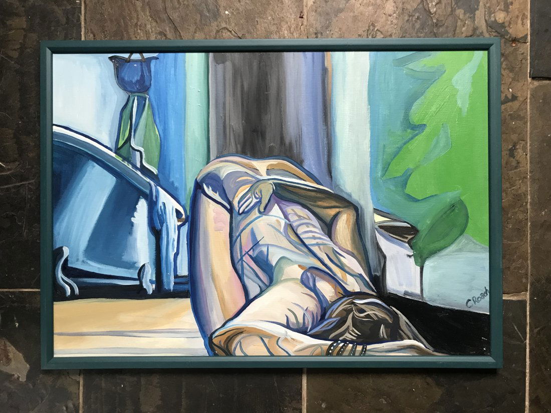 On the bathroom floor 2 By Carly Roach Oil on Canvas 2023 (1 of 1)