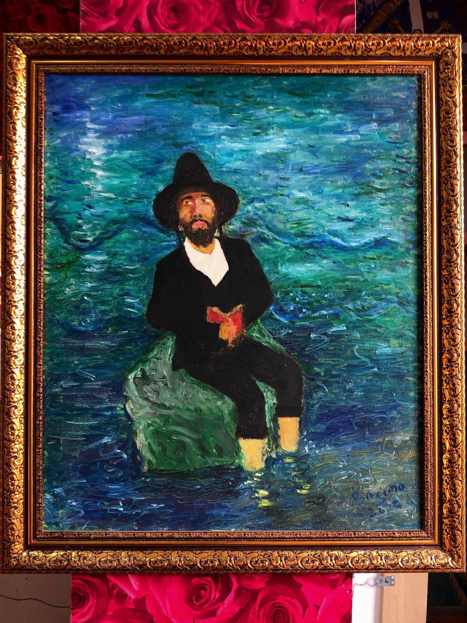 Stranger at Sea By Ebikabowei Bozimo Created in  2023 Oil on Canvas Artwork Signed (1 of 5)