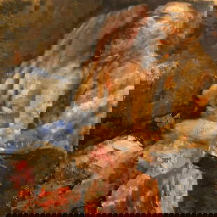 Frivolity By Doru Ivan 2021 Oil on canvas Artwork Signed: SHIPS FROM Dublin Frivolity is not just a woman; it is a state of being, an escape, a mask, a brief power. He doesn’t chase her. He holds her, and in doing so, loses parts of himself. I have been li