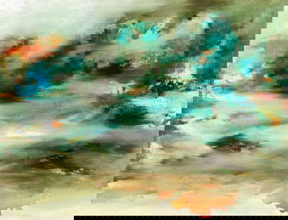 Far Away Inside Me By Joaquim S. Marques 2022 Oil on Canvas Artwork Signed: SHIPS FROM Lisbon, Portugal Paintings that evoke oneiric landscapes transport the viewer to imaginary worlds, where reality dissolves and gives way to dreams. These compositions often use fluid forms,