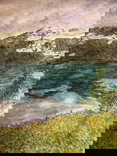 Mountain scene Oppstryn By Nicholas Hanison Watercolour 2025: SHIPS FROM UK - Artist BioA self taught watercolour artist who started painting at 67. Specialises in nature, trees, mountains and water. Was shortlisted for the Royal Academy Summer Exhibition in 202