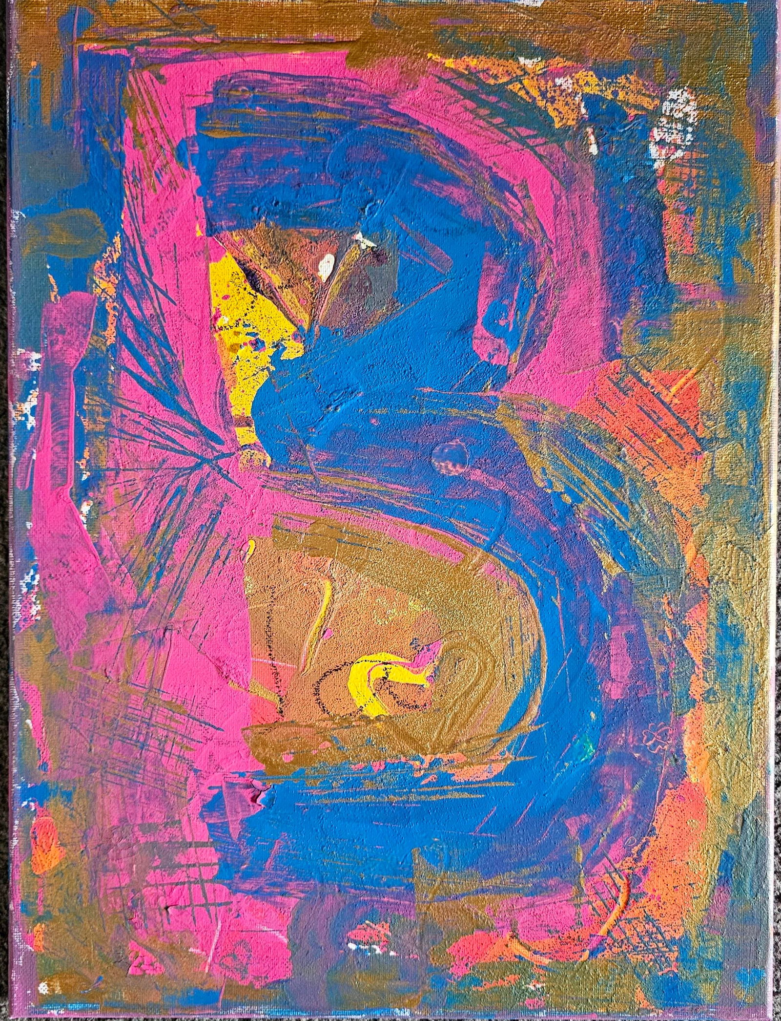 Who I Am Reihan Trandafir Mixed media acrylic 2025: SHIPS FROM Worksop S80 2NF WHO I AM is a mixed media abstract art on canvas, Size 20cm/42cm. The painting is made with acrylic paint, baking soda and oil pastels.Vivid colours are used to express feel