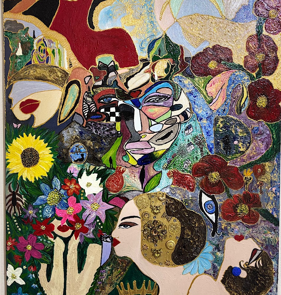 People Lost in Time and Space By Tea Silgadaze Oil and mixed media on canvas, 70 × 50 cm, 2022 (1 of 2)