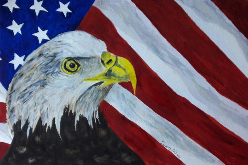 In God We Trust By J Larsen-Collinge watercolour on paper 2018 (1 of 3)