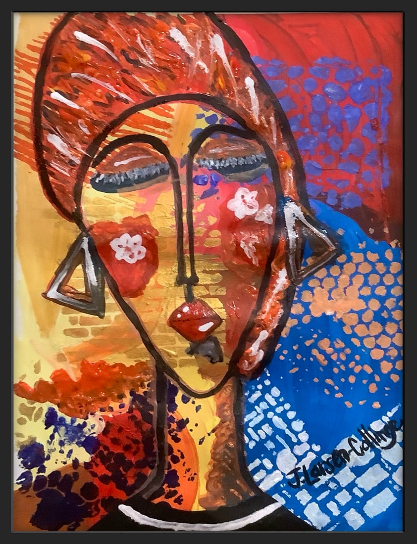 Beatriz the Latina By J Larsen-Collinge Acrylic on cradled board 2025 (1 of 3)