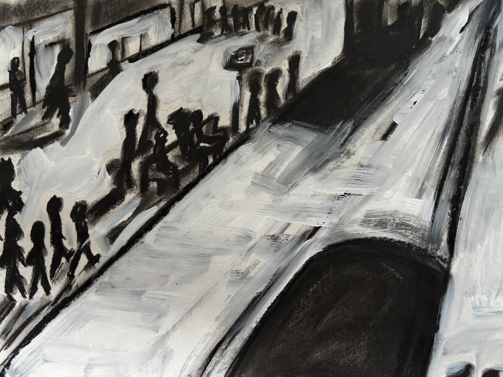 High Street By Francesca Alaimo Chalk and acrylic on paper 2024 (1 of 1)