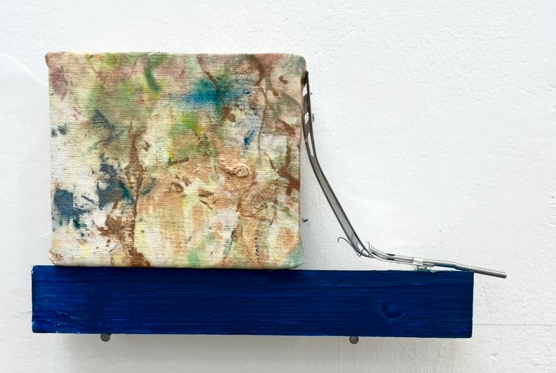 The Unmanifested By Hollie Massey Acrylic and oil on paint rag, wood and metal 2025 (1 of 1)