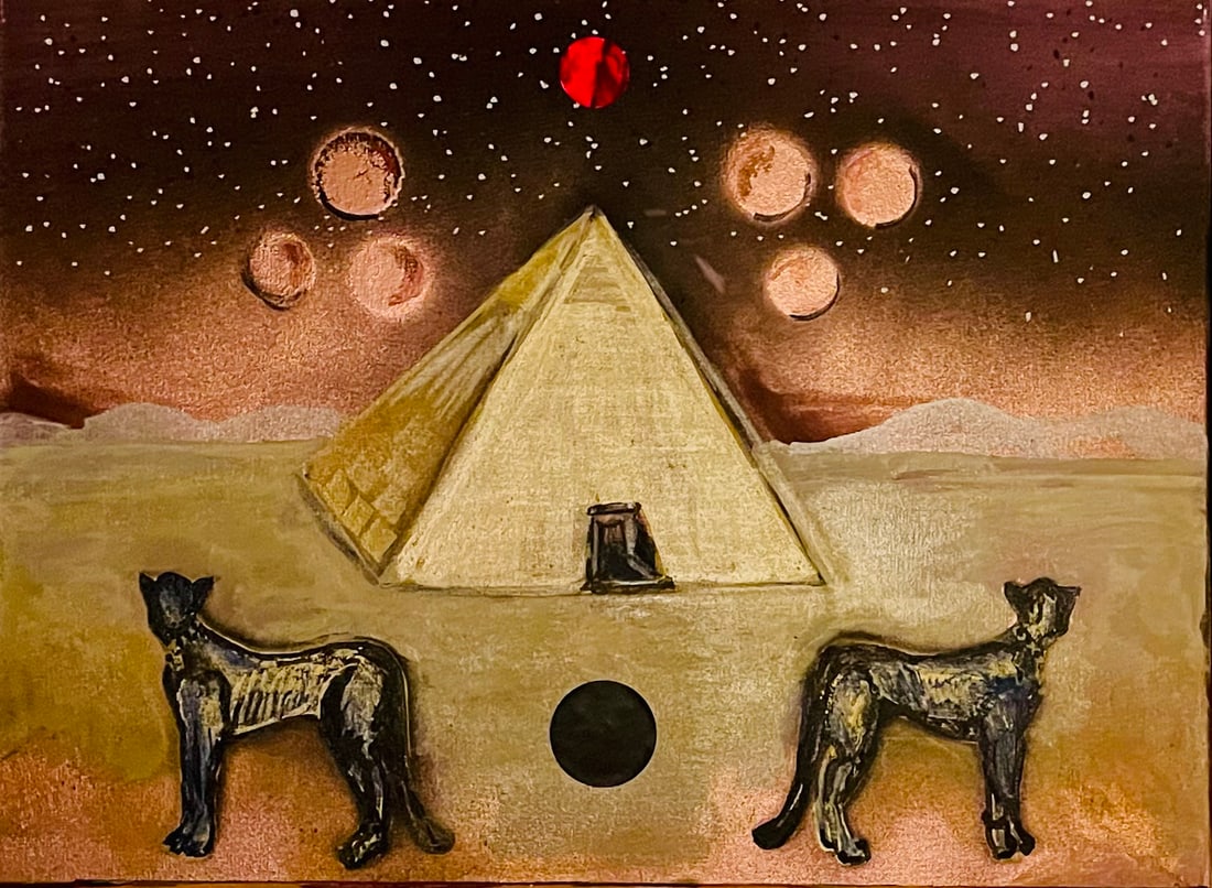 Homage to Bastet (From the Portal & Prophecies Series) By Alexis Kharel Acrylic & Mixed Media on (1 of 2)