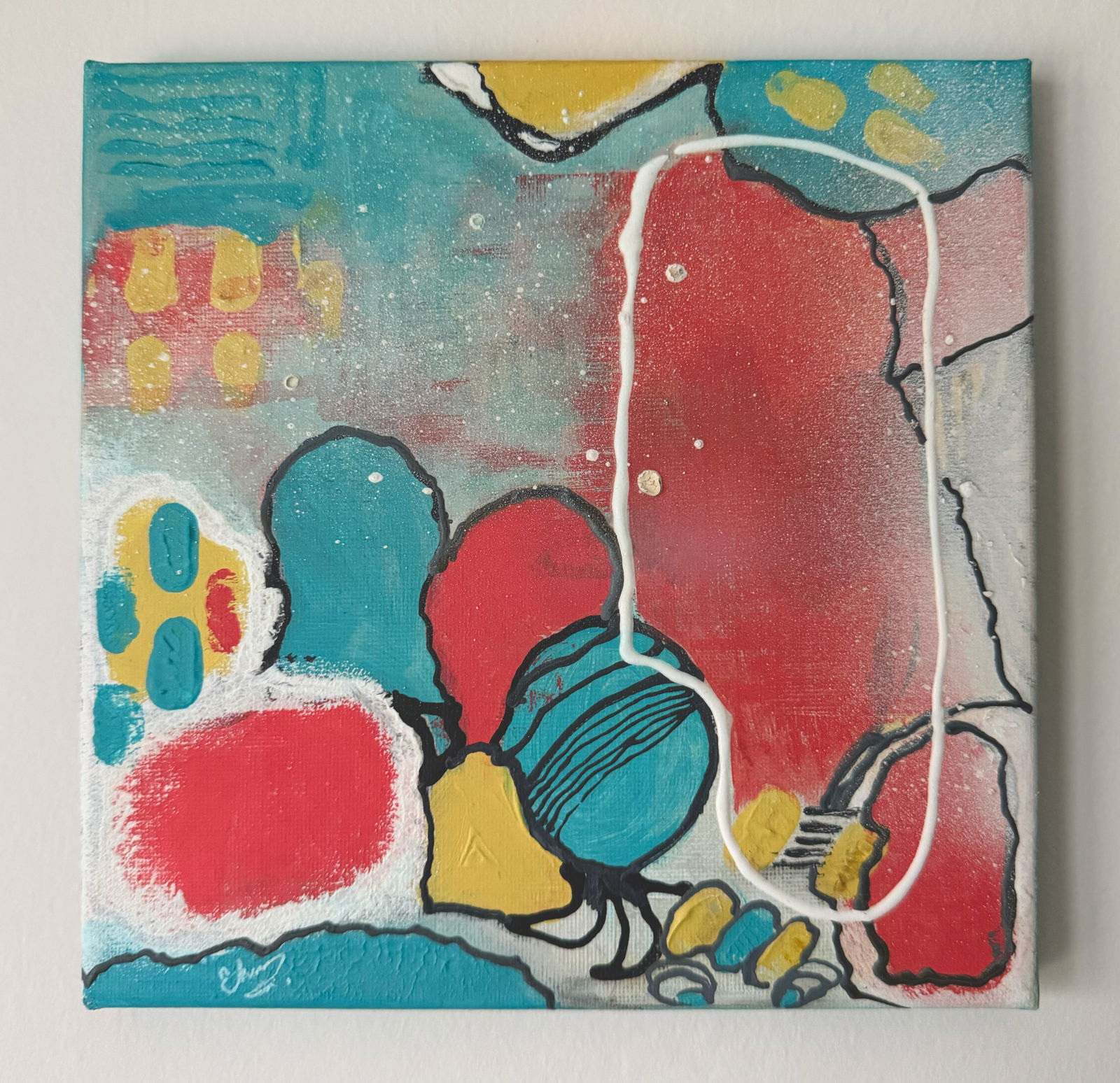 Held in the Middle By Olena Hastilow acrylic on thin canvas 2025 (1 of 3)