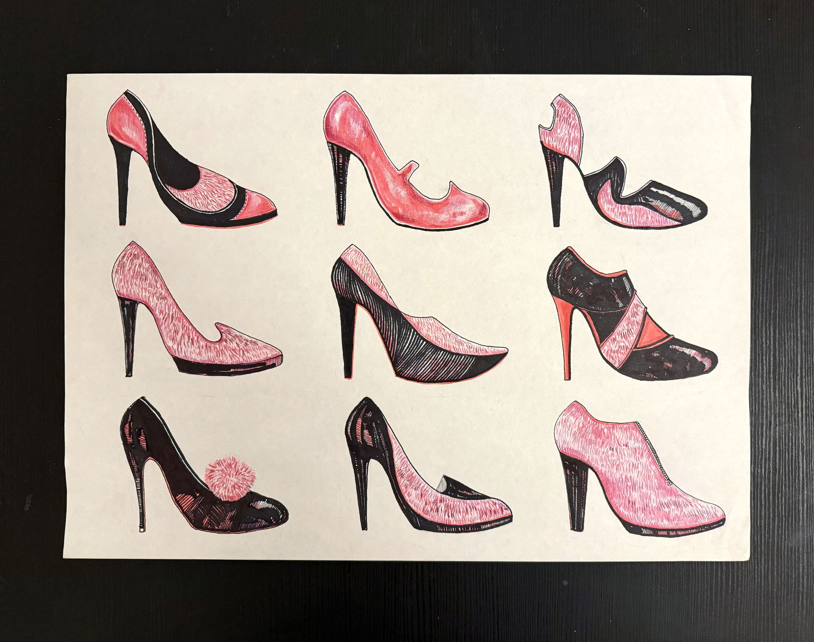 Pink shoes By Anna Melegh Mixed media 2017 Unsigned (1 of 3)