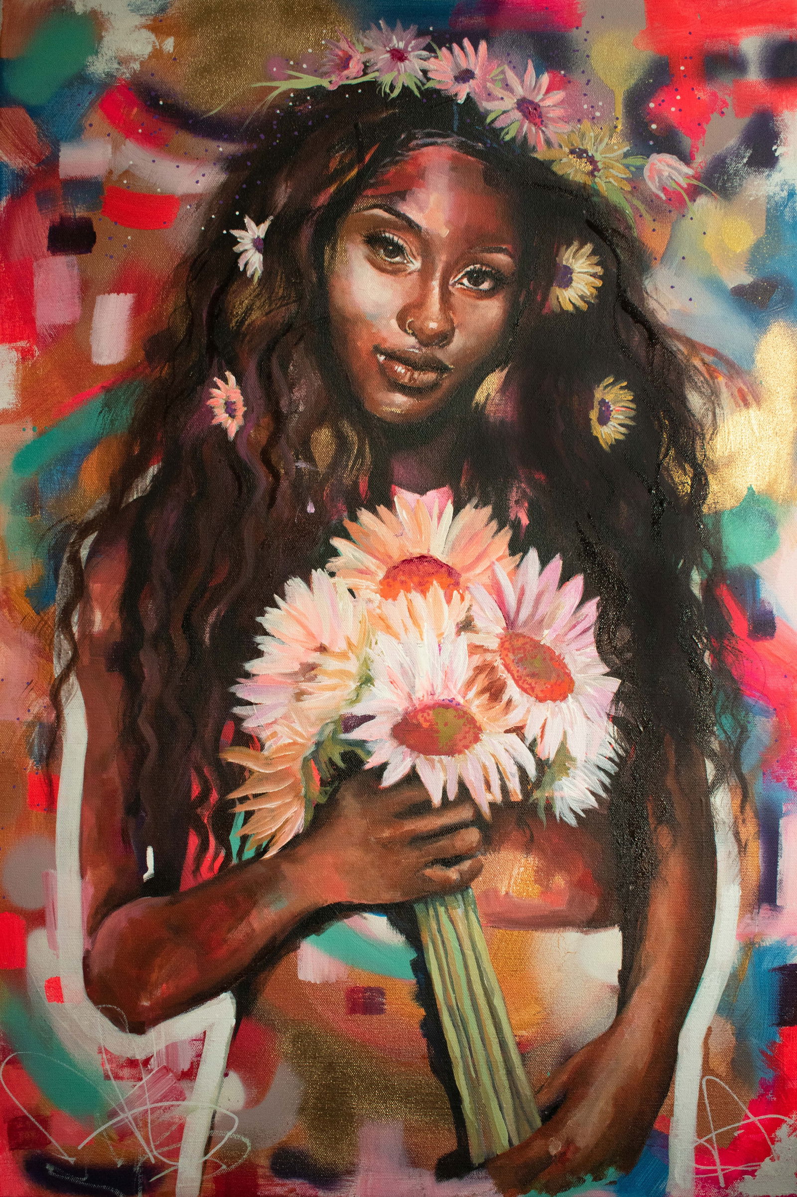 The Divine Feminine - Sensuality By Kirsten Todd Acrylic & spray paint on canvas 2021 Signed: SHIPS FROM Lancashire, UK Original painting by Kirsten Todd. acrylic and spray paint on canvas. Unfraemd ready to hang and signed on the front and reverse by the artist. Delivered with a certificate o