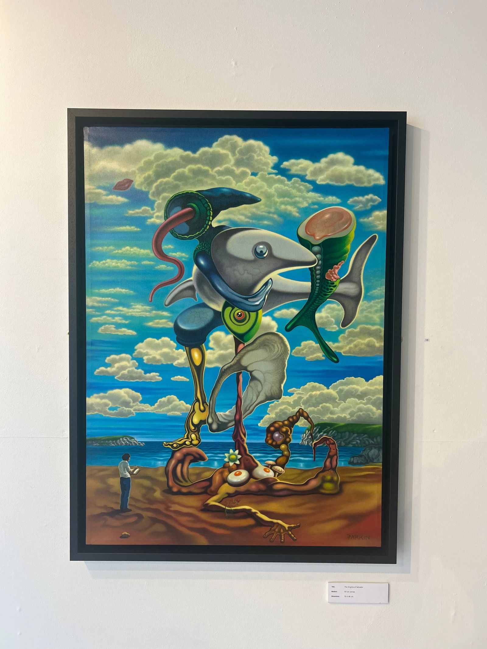 The Enigma of Salvador By Mark Richard Parkin Oil on Canvas 2022 Signed: SHIPS FROM Cardiff UK This recent painting is a homage to the great surrealist artist and showman Salvador Dali. He was inspiration to me as an art student, I observed and studied his images, composit