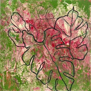 Whispers of Verdant By Lydia Watson, Watsart LLC Painting 2025 Signed: SHIPS FROM USA Abstract: Fluid Acrylic with signature line drawing. Bold botanical contours rest against a lively pink and green ground. The interplay of gesture and texture expresses both vitality an