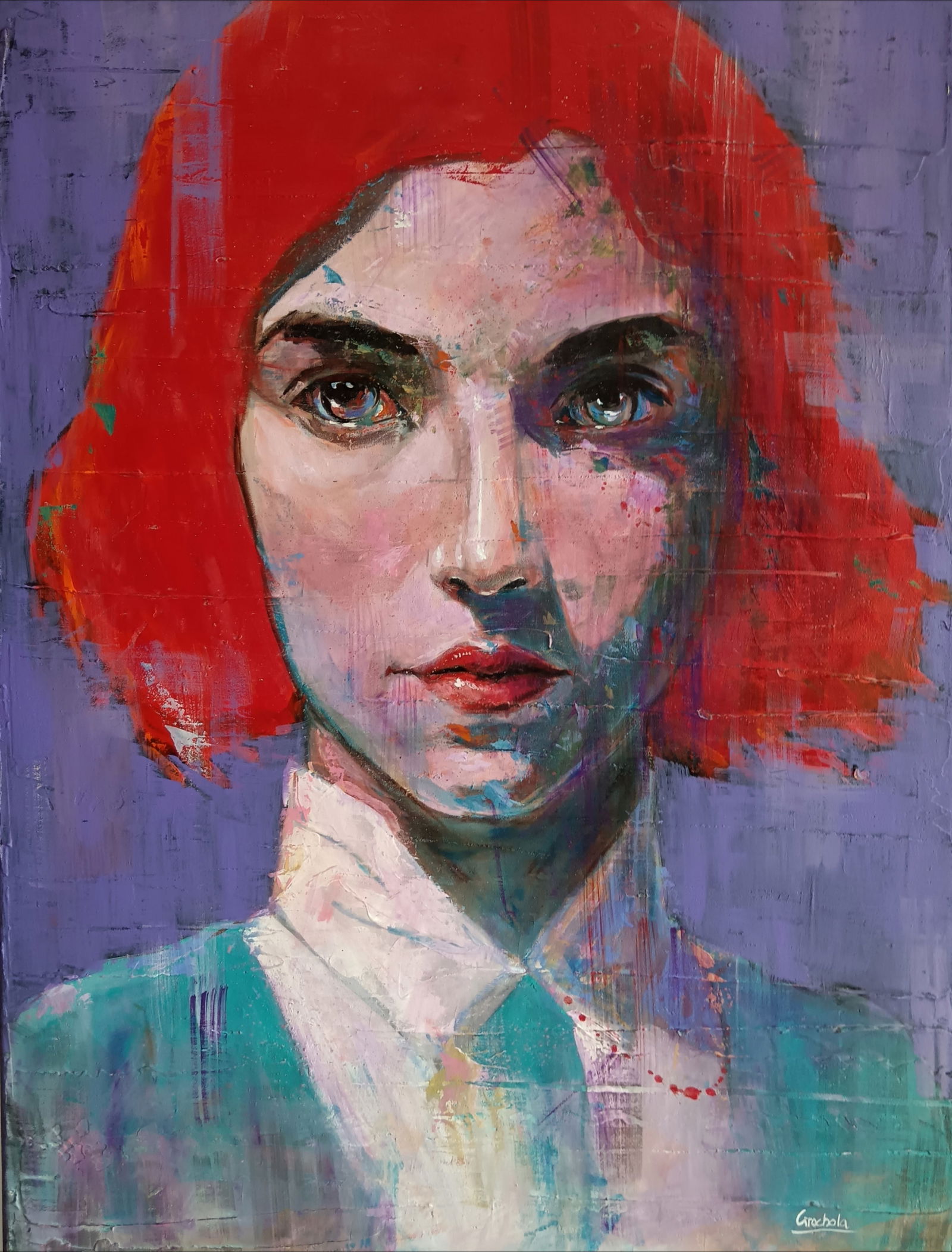 Mid-thought By Marcin Grochola Acrylic on canvas 2024 Signed (1 of 5)