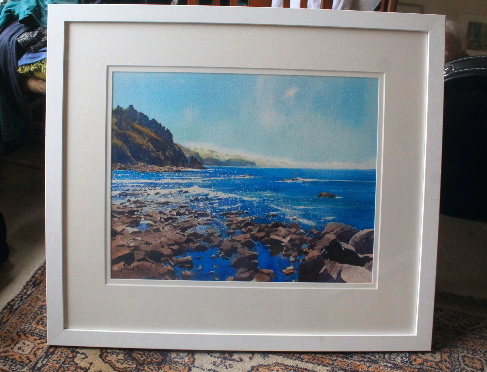 Sea mist at Preist's cove By Richard Thorn R.I. watercolour 2023 Signed (1 of 3)